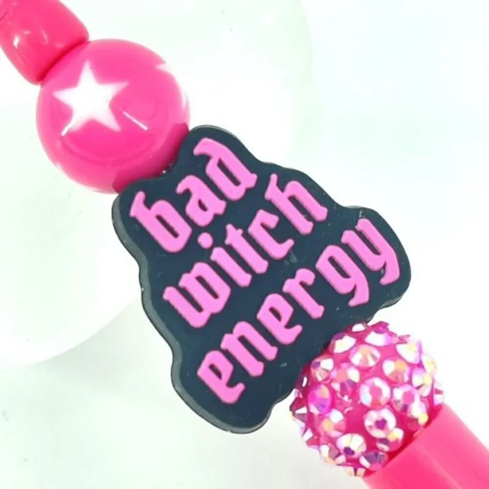 Bad Witch Energy Halloween pen handmade NEW bling rhinestone hot pink black